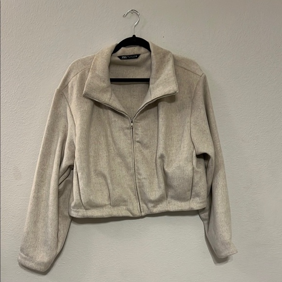 Zara Beige Zip-Up Jacket - Picture 2 of 5